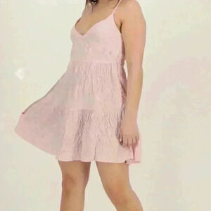 Brave Soul London Sugar Pink Layered Crinkled Mini Dress, Size Small NWT